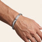 Men's Silver Chevron Link Bracelet with Crystal Bar