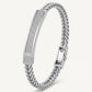 Men's Silver Cuban Link Bracelet with Crystal Bar