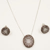 Elegant Brown Crystal Pendant Necklace & Matching Earrings Set