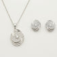 Elegant Swirl Pavé Pendant Necklace & Earrings Set