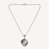 Elegant Brown & Silver Crystal Pendant Necklace and Stud Earrings Set