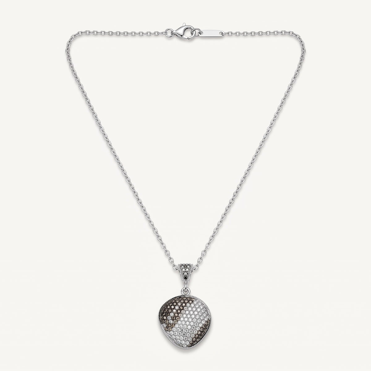 Elegant Brown & Silver Crystal Pendant Necklace and Stud Earrings Set