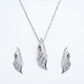 Elegant Feather-Inspired Pavé Necklace & Earrings Set