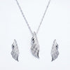 Elegant Feather-Inspired Pavé Necklace & Earrings Set