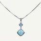 Elegant Blue Larimar & Crystal Pendant Necklace and Earrings Set