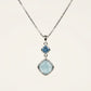 Elegant Blue Larimar & Crystal Pendant Necklace and Earrings Set