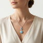 Elegant Blue Larimar & Crystal Pendant Necklace and Earrings Set