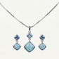 Elegant Blue Larimar & Crystal Pendant Necklace and Earrings Set