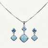 Elegant Blue Larimar & Crystal Pendant Necklace and Earrings Set