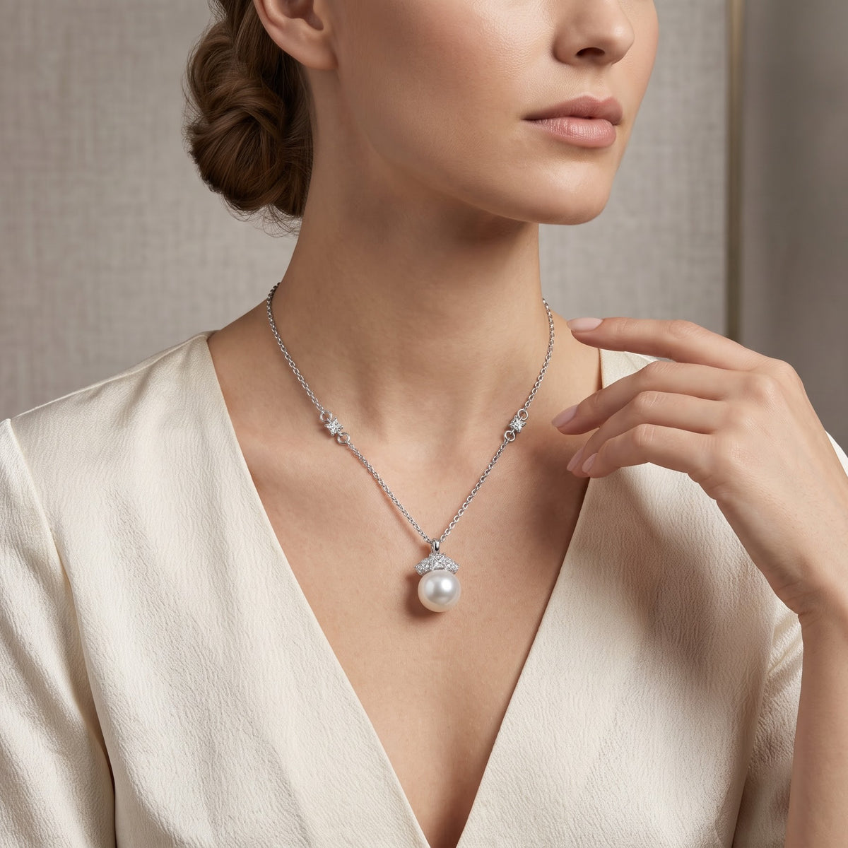 Elegant Pearl Pendant Necklace & Drop Earrings Set