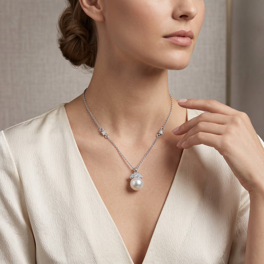 Elegant Pearl Pendant Necklace & Drop Earrings Set