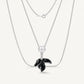 Elegant Black Enamel Flower Pearl Necklace & Earrings Set