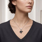 Elegant Black Enamel Flower Pearl Necklace & Earrings Set