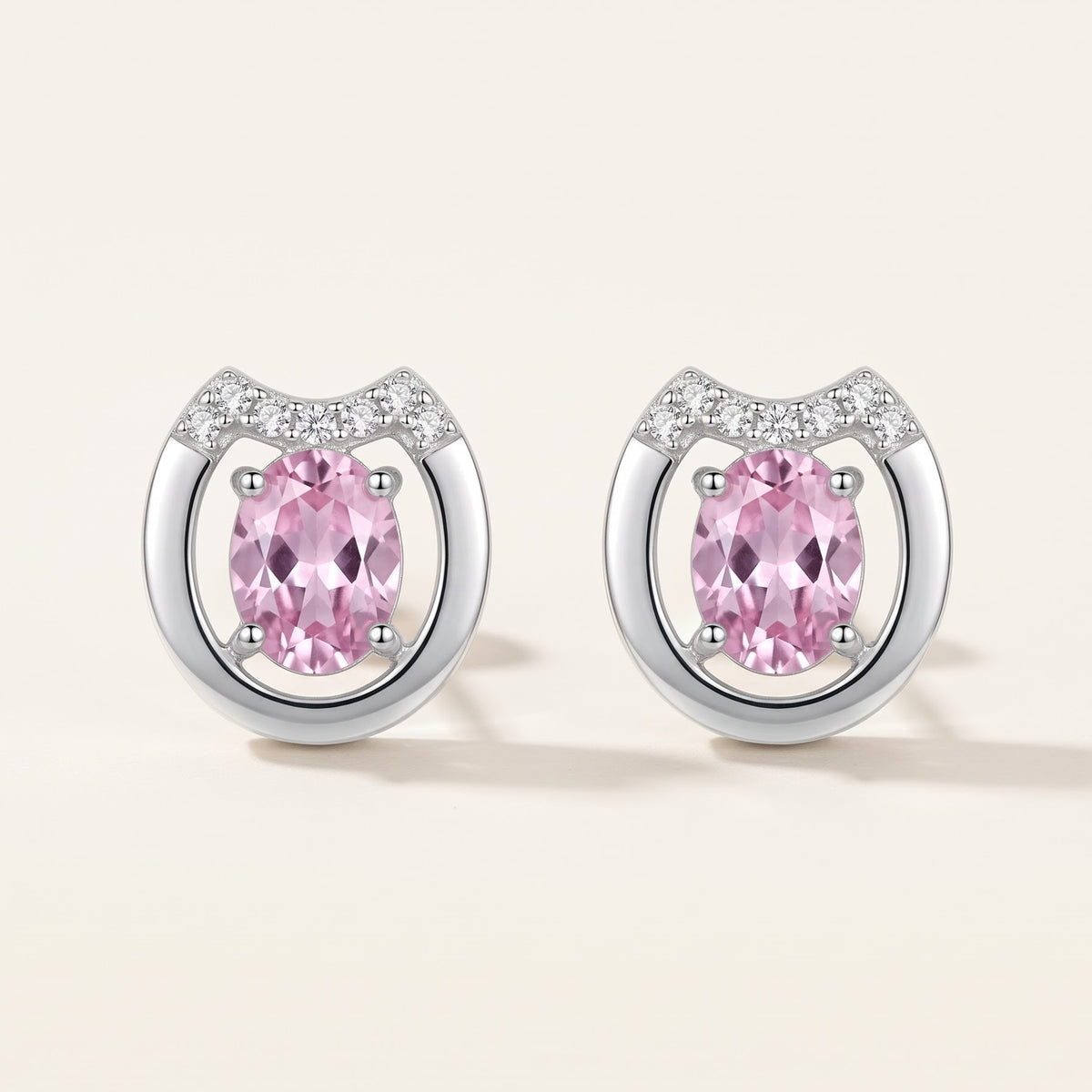 Elegant Pink Gemstone Pendant Necklace & Matching Earrings Set