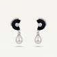 Elegant Black Enamel Pearl Drop Necklace & Earrings Set