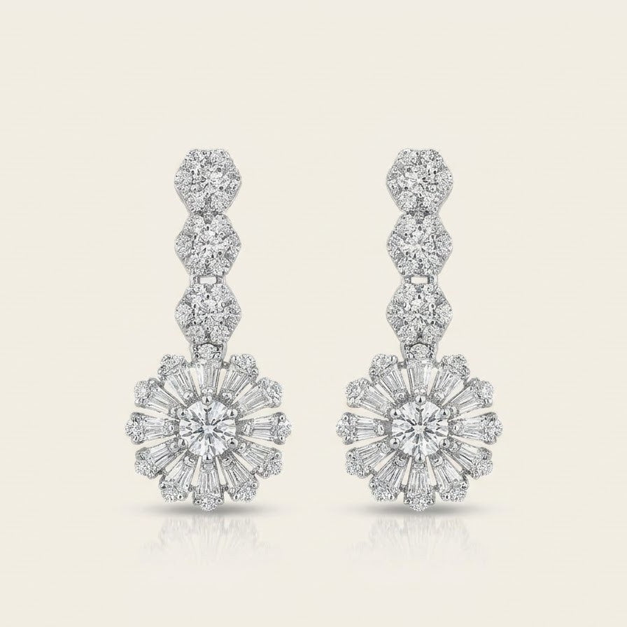 Floral Diamond-Style Necklace & Earrings Set