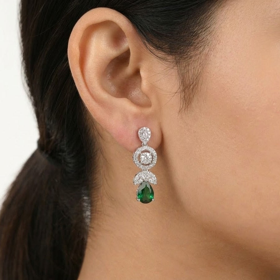 Green Gemstone Necklace & Earrings Set