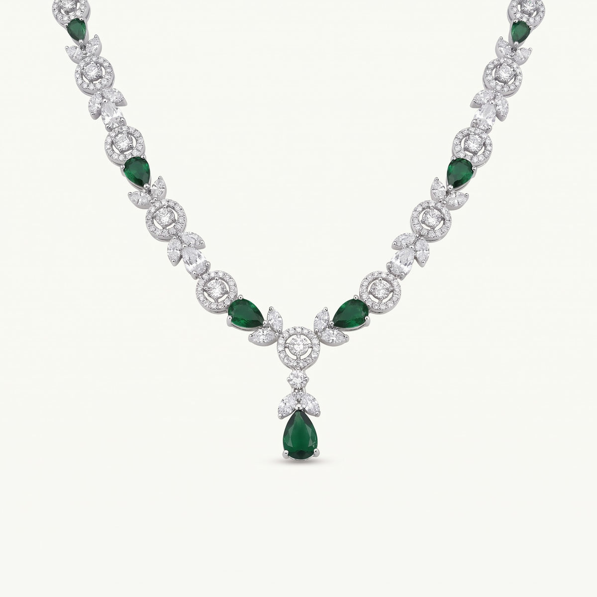 Green Gemstone Necklace & Earrings Set
