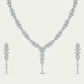 White Stone Floral Necklace & Earrings Set