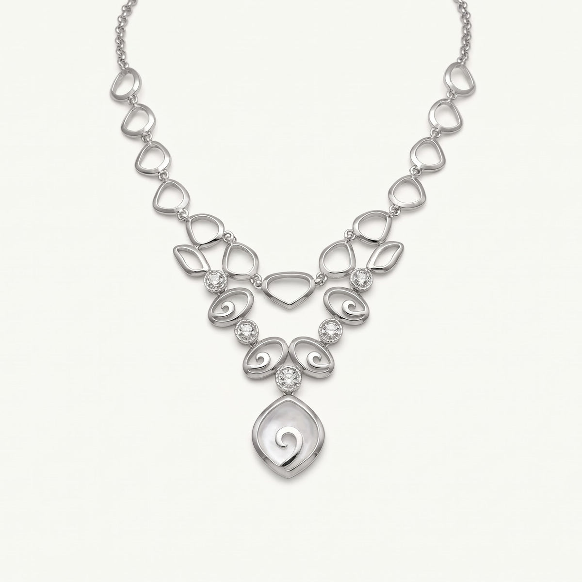 Silver Swirl Necklace & Earrings Set – Elegant Crystal Jewellery