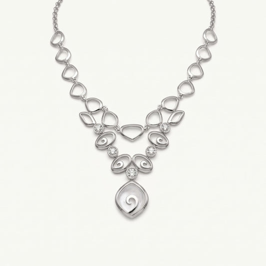 Silver Swirl Necklace & Earrings Set – Elegant Crystal Jewellery