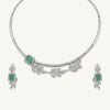 Emerald Green Necklace & Earrings Set – Leaf Design Jewellery