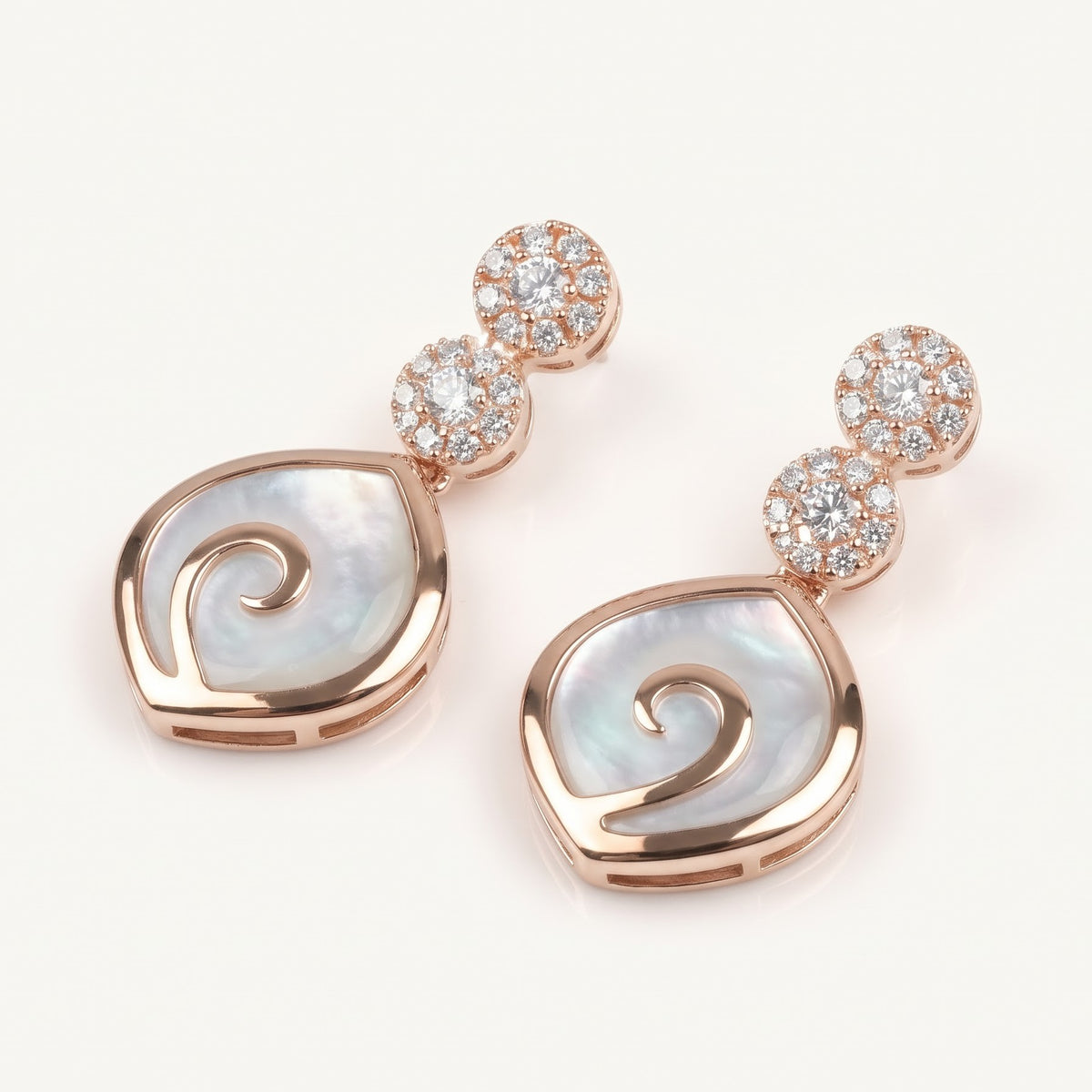 Rose Gold Swirl Mother-of-Pearl Necklace & Earrings Set