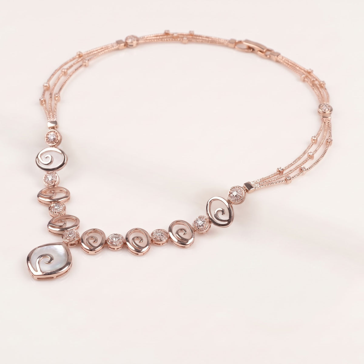 Rose Gold Swirl Mother-of-Pearl Necklace & Earrings Set