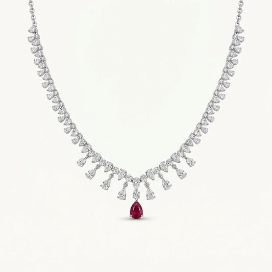 Ruby Red Drop Necklace & Earrings Set