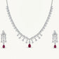 Ruby Red Drop Necklace & Earrings Set