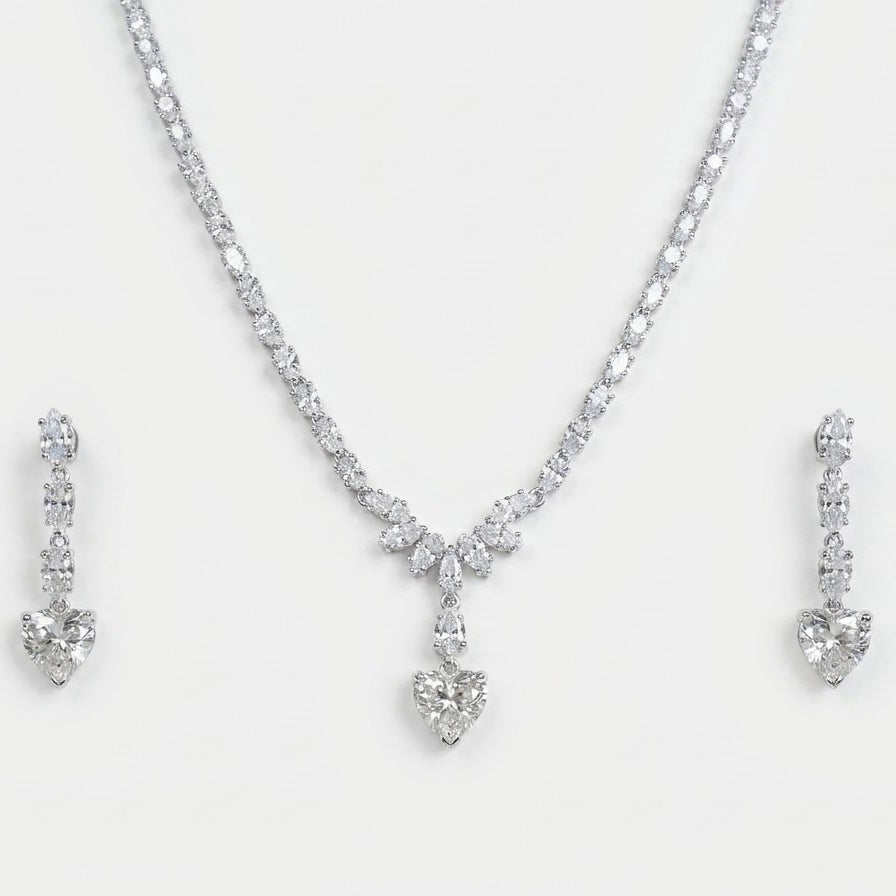 Heart-Shaped Necklace & Earrings Set