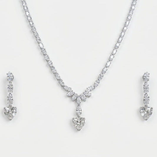 Heart-Shaped Necklace & Earrings Set