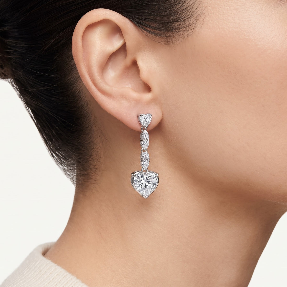 Heart-Shaped Necklace & Earrings Set