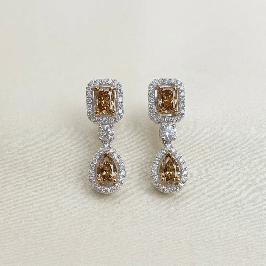 Champagne-Cut Stone Necklace & Earrings Set