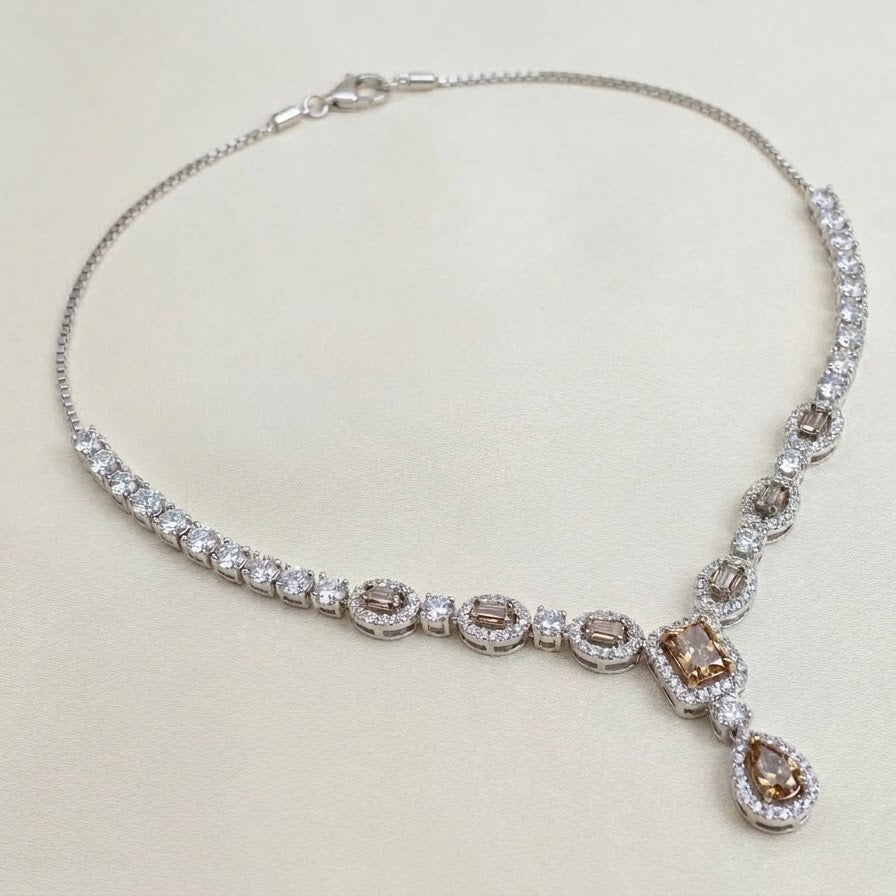 Champagne-Cut Stone Necklace & Earrings Set