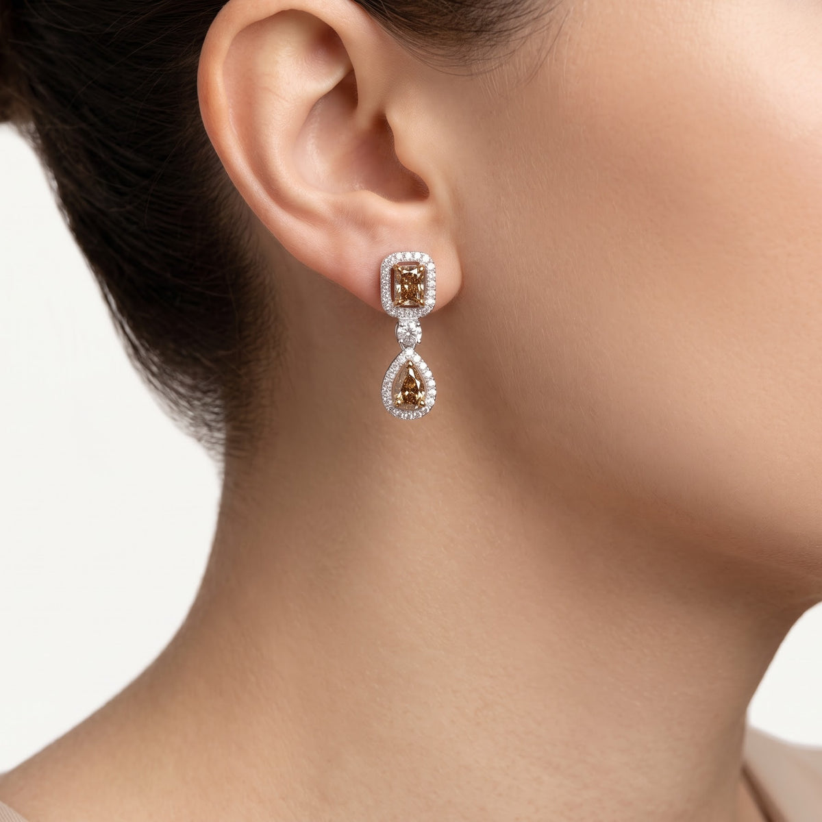 Champagne-Cut Stone Necklace & Earrings Set
