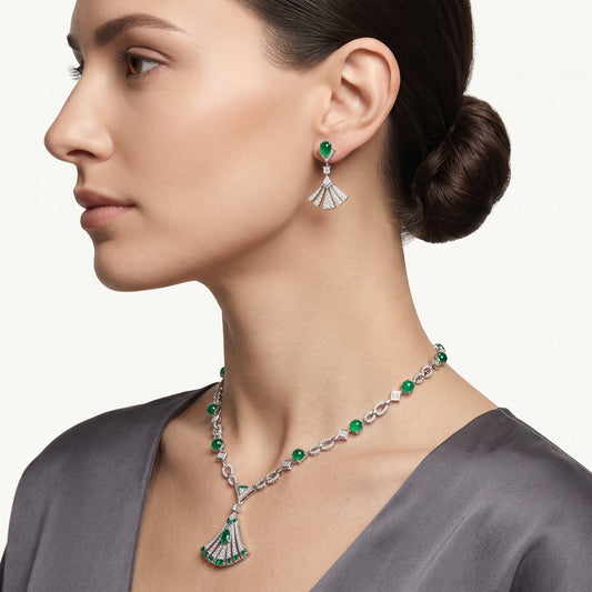 Emerald Necklace & Earrings Set