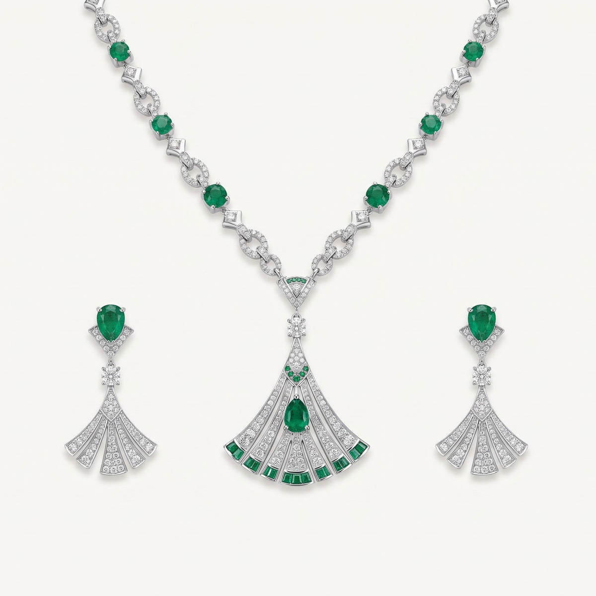 Emerald Necklace & Earrings Set