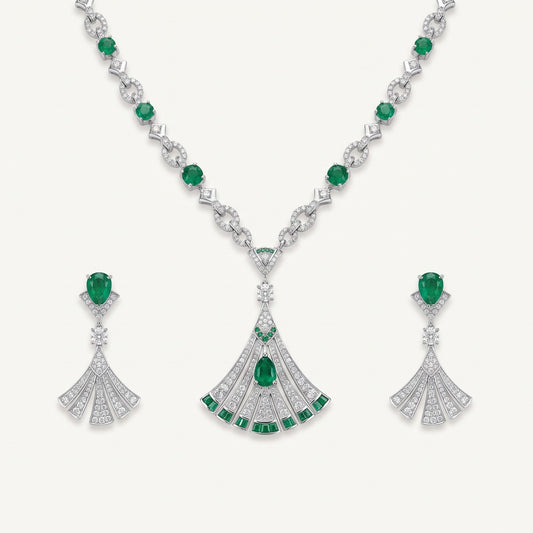 Emerald Necklace & Earrings Set