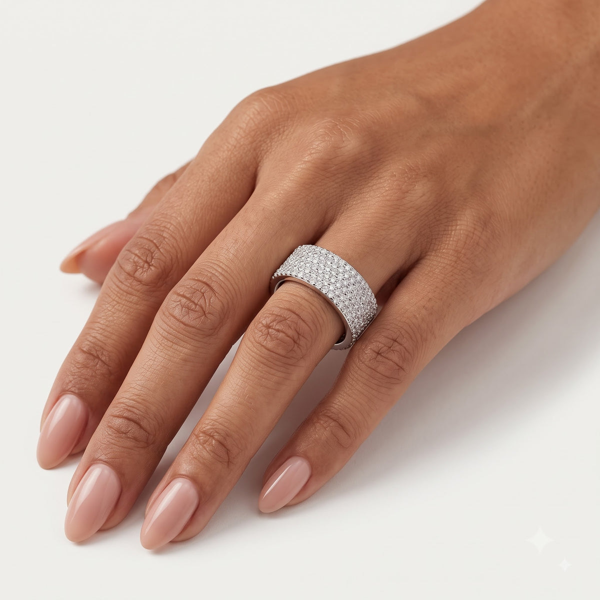 Silver Pavé Crystal Eternity Band Ring