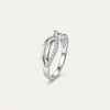Elegant Silver Interwoven Pavé Ring with Curved Bands and Sparkling Detail