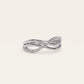 Elegant Silver Interwoven Pavé Ring with Curved Bands and Sparkling Detail