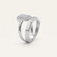 Elegant Square Crystal Statement Silver Ring with Bold Open Band