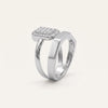 Elegant Square Crystal Statement Silver Ring with Bold Open Band
