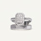 Elegant Square Crystal Statement Silver Ring with Bold Open Band