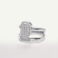 Elegant Square Crystal Statement Silver Ring with Bold Open Band