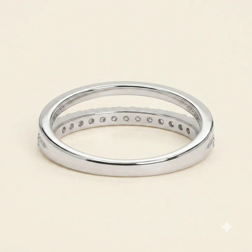 Elegant Silver Pavé Band Ring with Sparkling Clear Stones