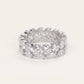 Silver Marquise & Round Crystal Eternity Ring with Heart Details