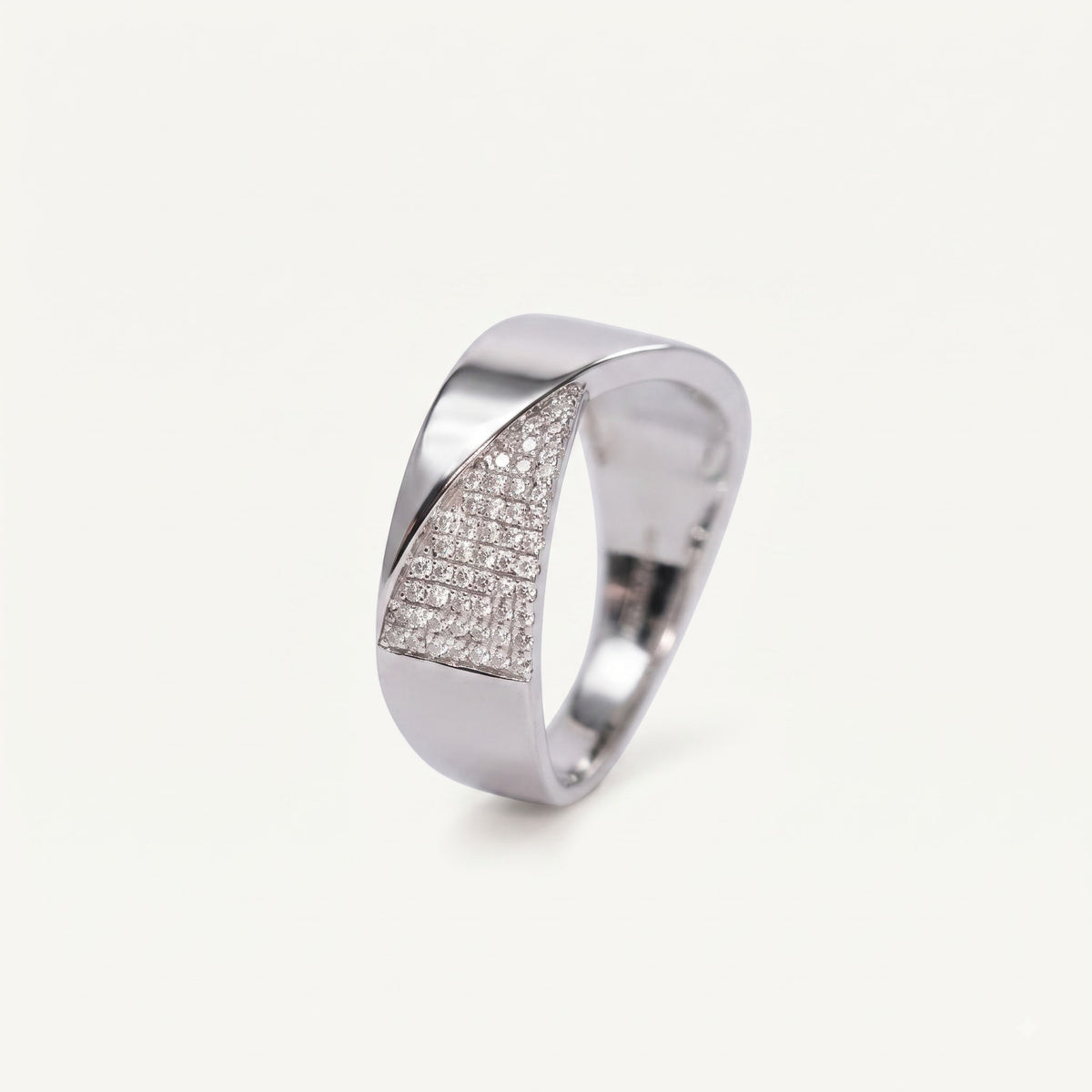 Silver Crystal Triangle Accent Statement Ring