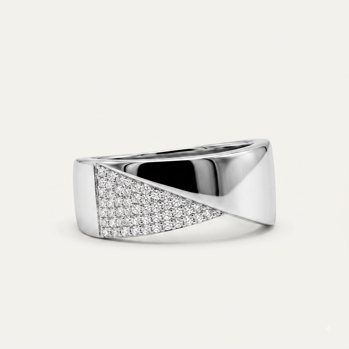Silver Crystal Triangle Accent Statement Ring